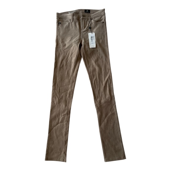 Adriano Goldschmied AG Leather Suede Legging Women's Tan Super Skinny NEW Sz. 25 - Picture 5 of 14